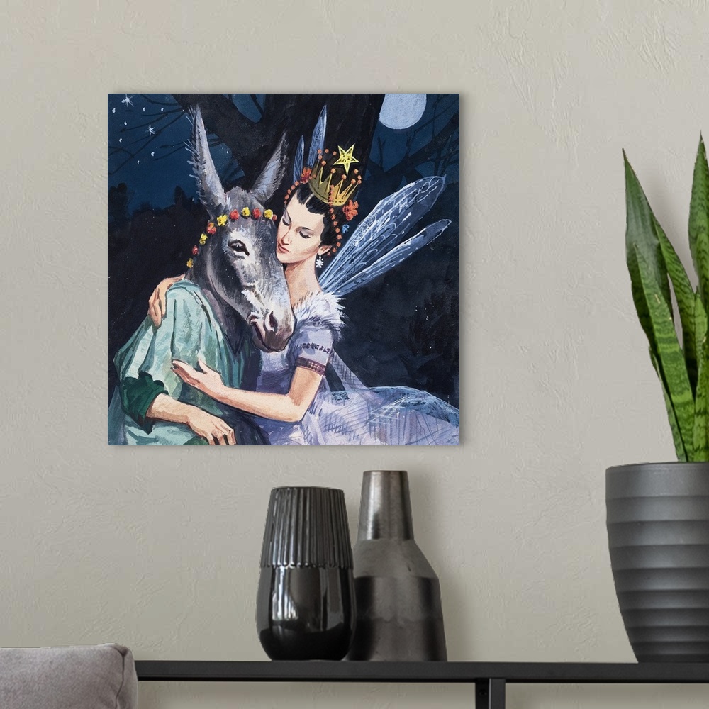 A modern room featuring Titania and Bottom. Original artwork for "Once Upon a Time."
