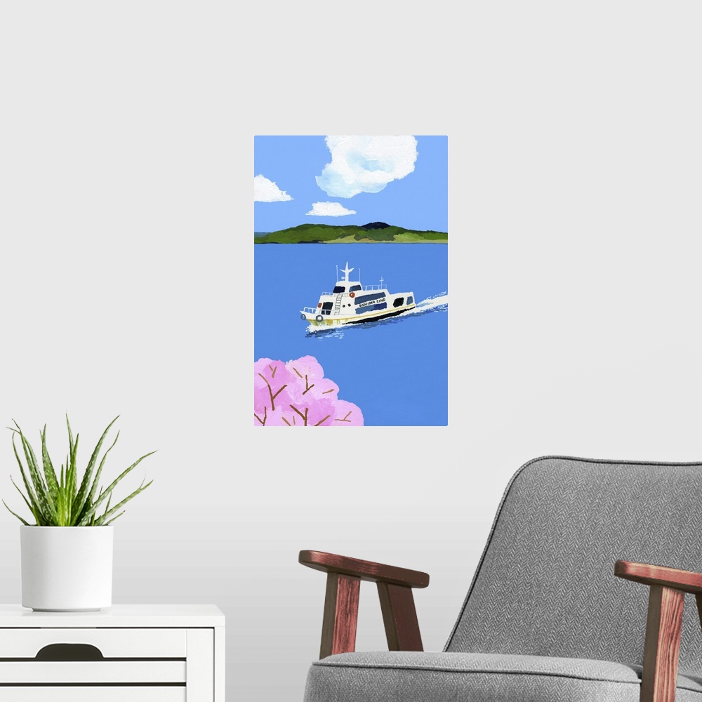 A modern room featuring Tourist Boat And Cherry Blossom