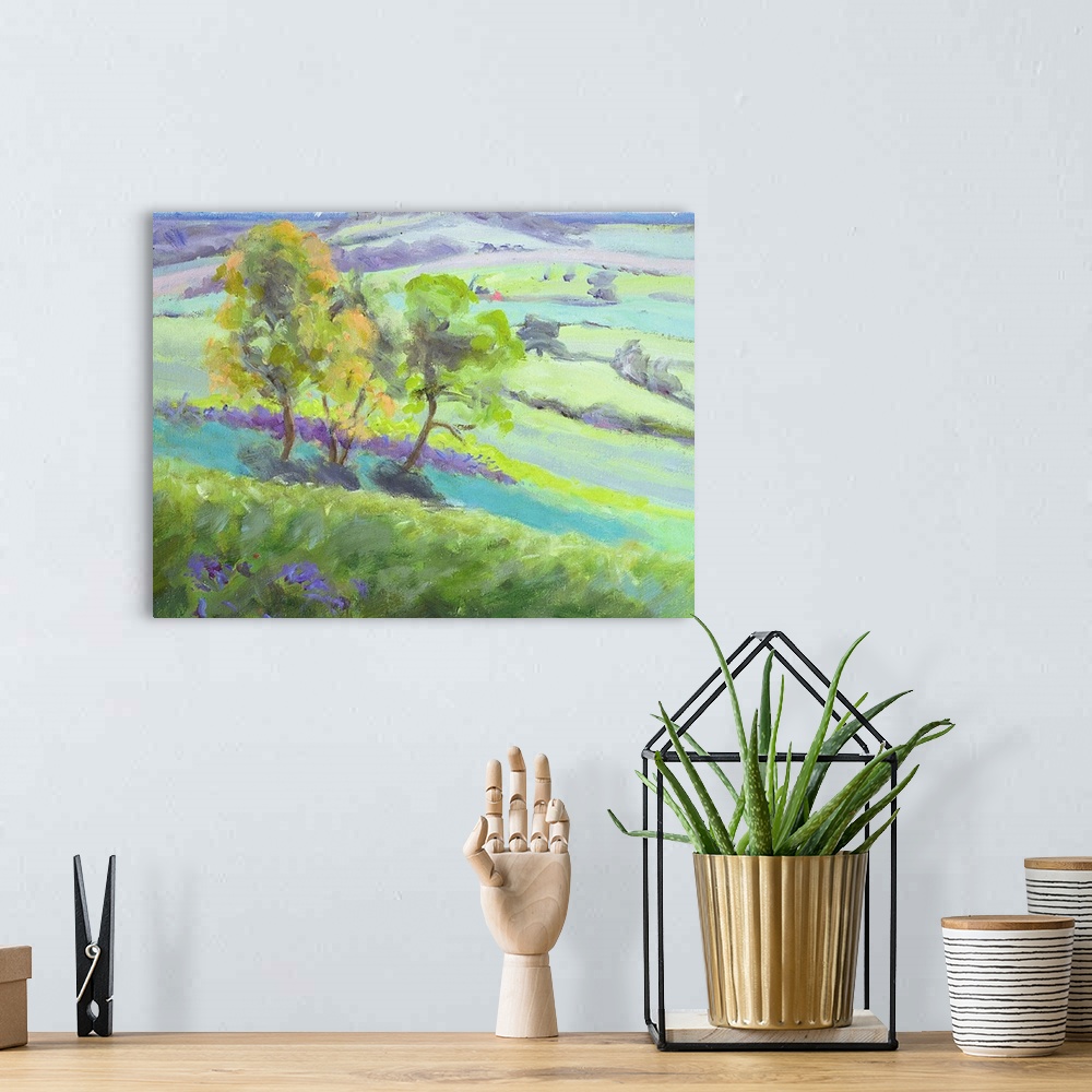 A bohemian room featuring Towards Winchelsea, Sussex, with Bluebells in Spring