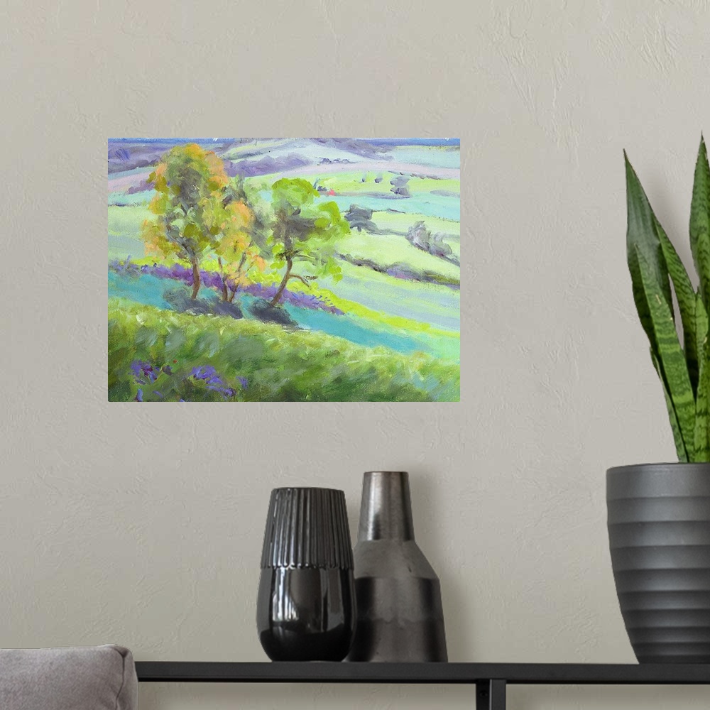 A modern room featuring Towards Winchelsea, Sussex, with Bluebells in Spring