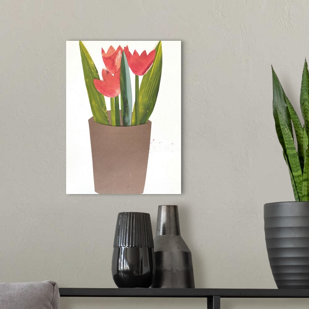 A modern room featuring Tulips In A Pot