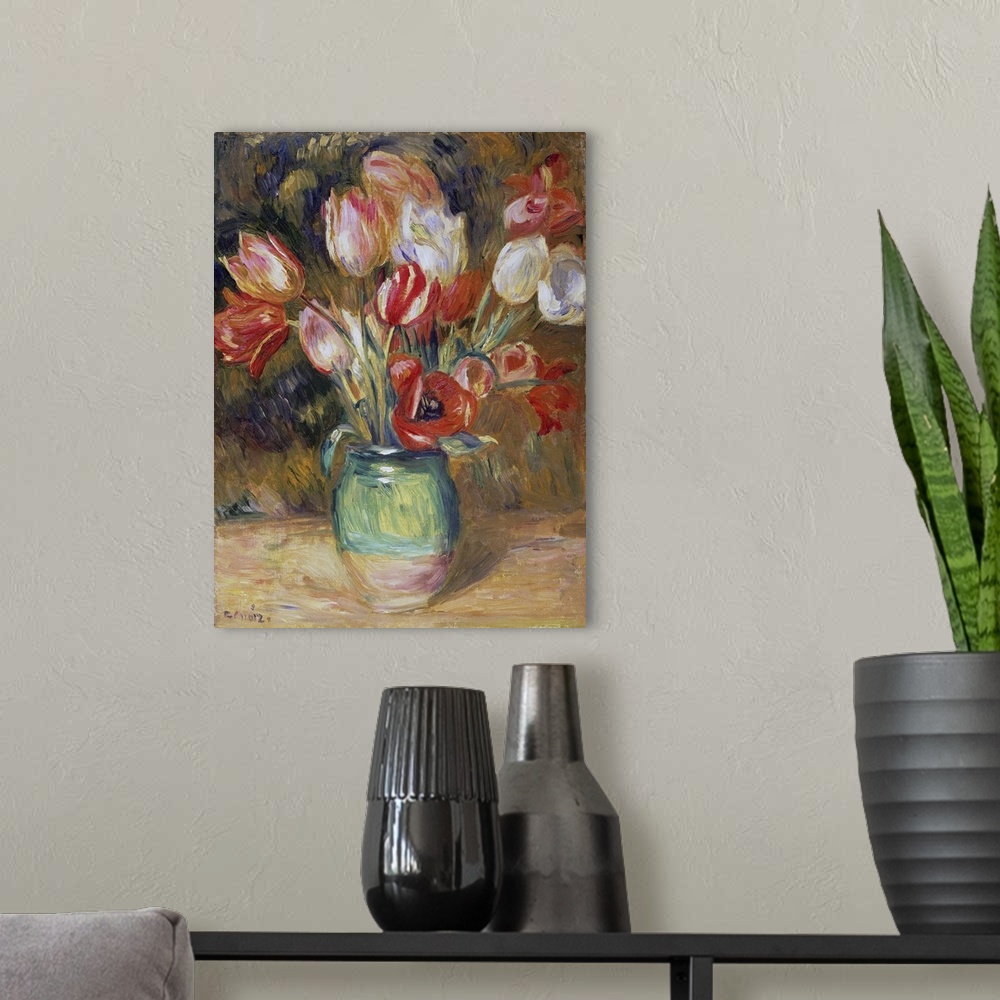 A modern room featuring Tulips In A Vase