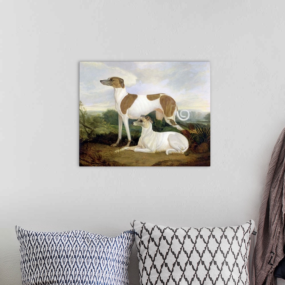 A bohemian room featuring Two Greyhounds in a Landscape