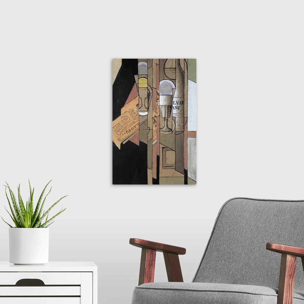 A modern room featuring Verres, Journal et Bouteille de Vin, Collage