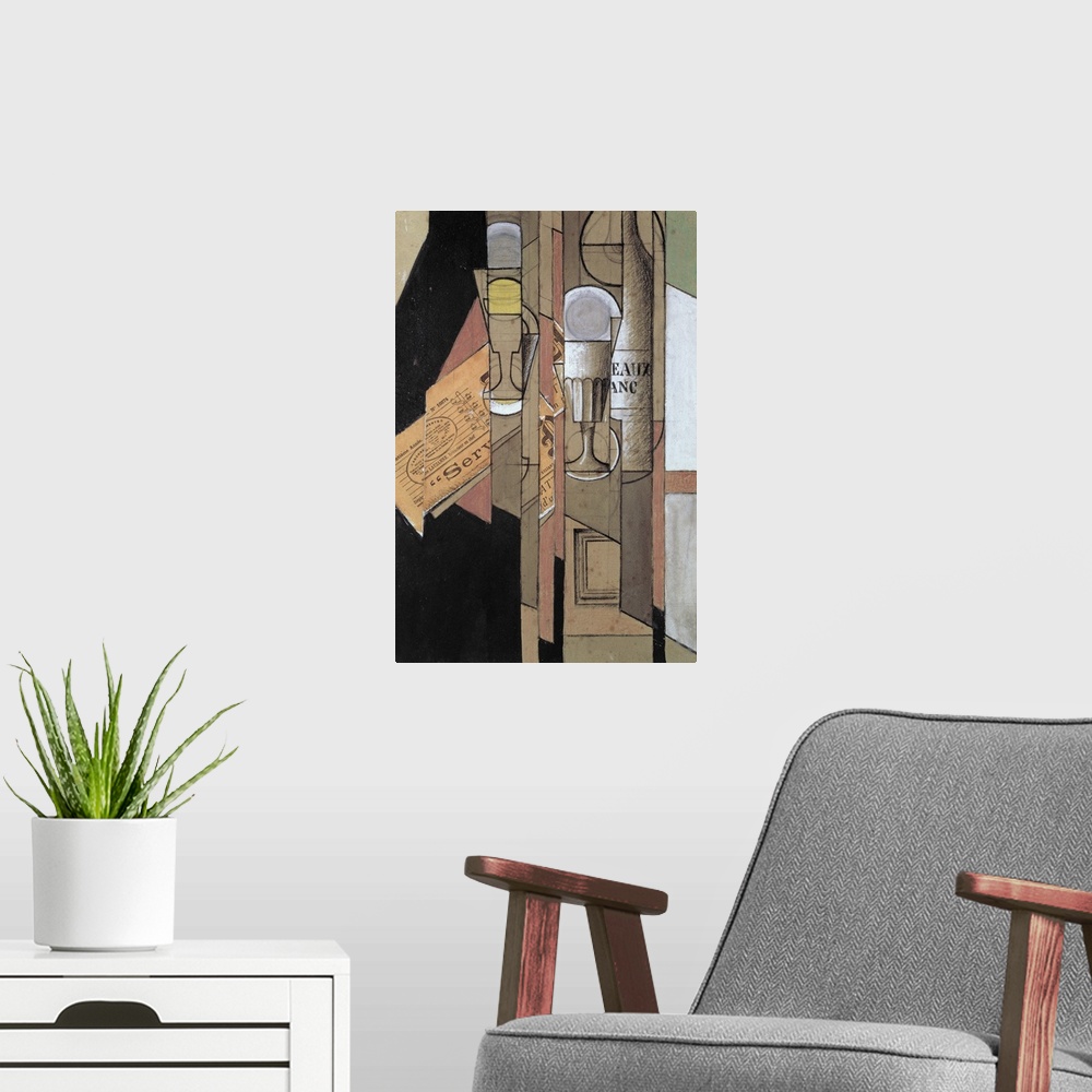 A modern room featuring Verres, Journal et Bouteille de Vin, Collage