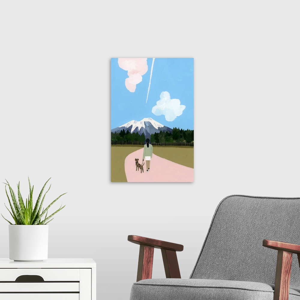 A modern room featuring Walk With Dog And Airplane Cloud