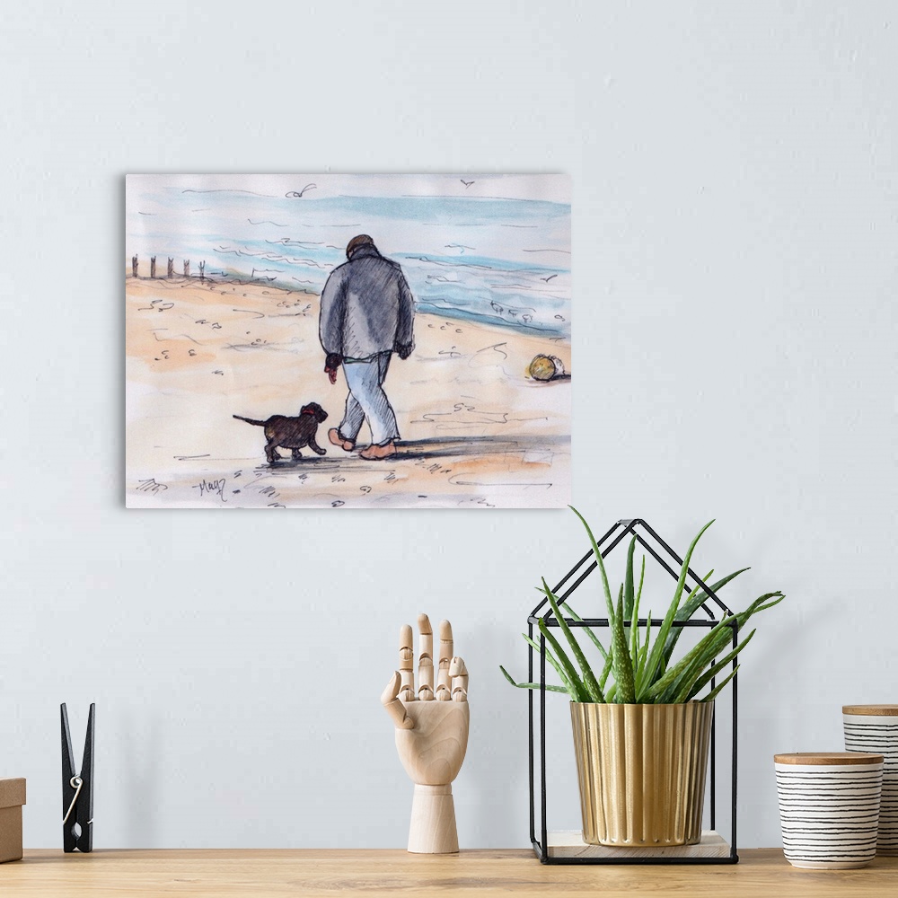 A bohemian room featuring Walking the dog V by Loxton, Margaret.