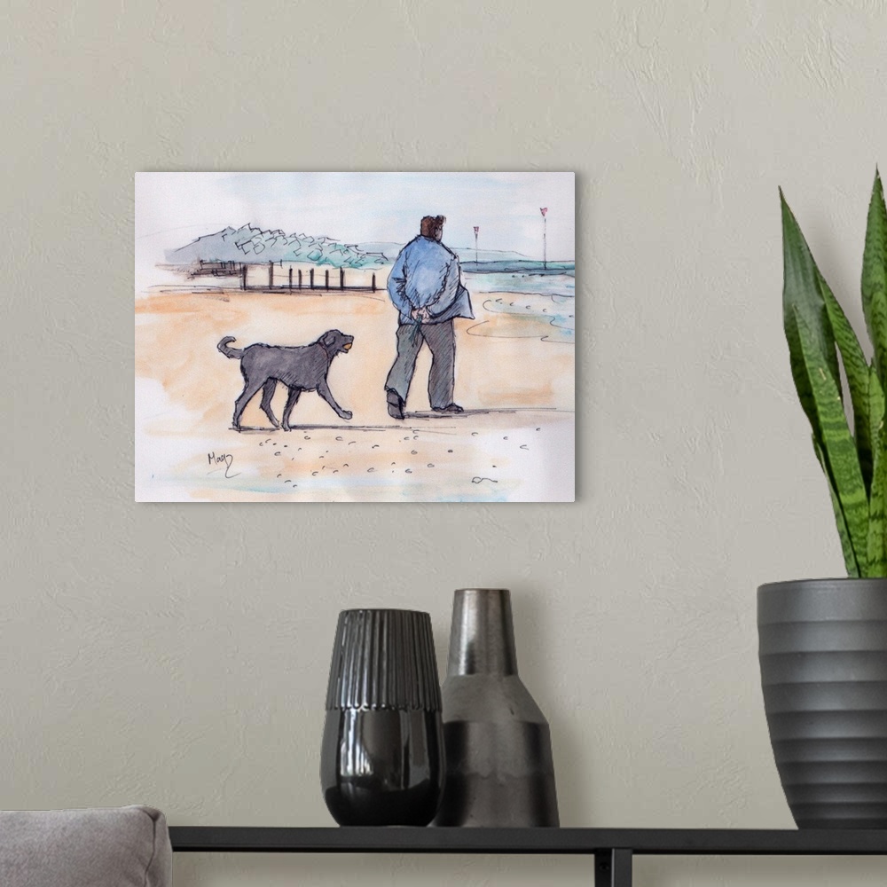 A modern room featuring Walking the dog VII by Loxton, Margaret.