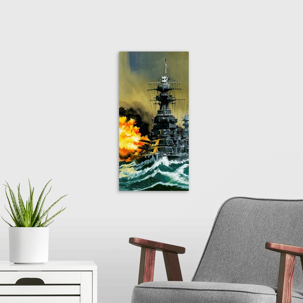 A modern room featuring Warship