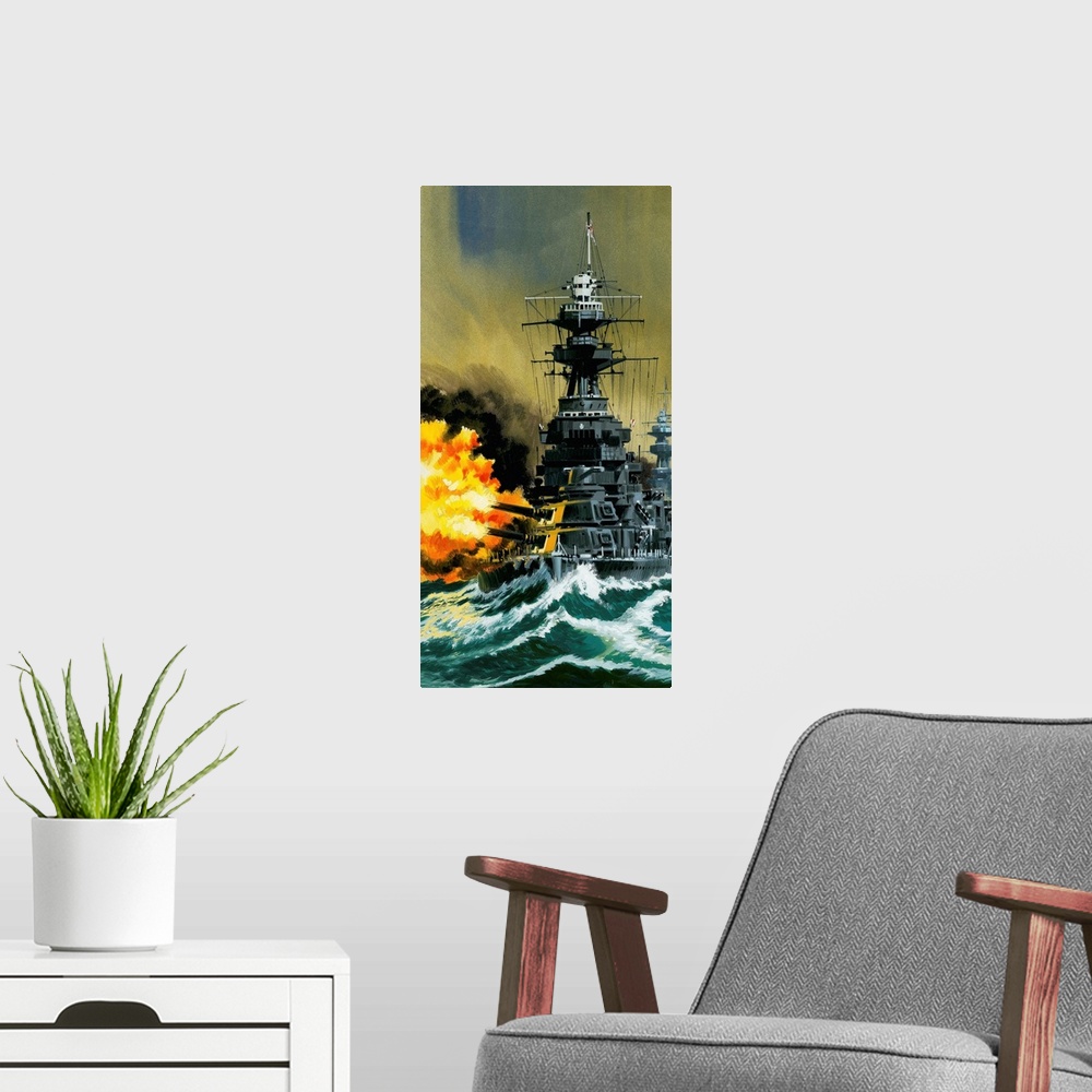 A modern room featuring Warship