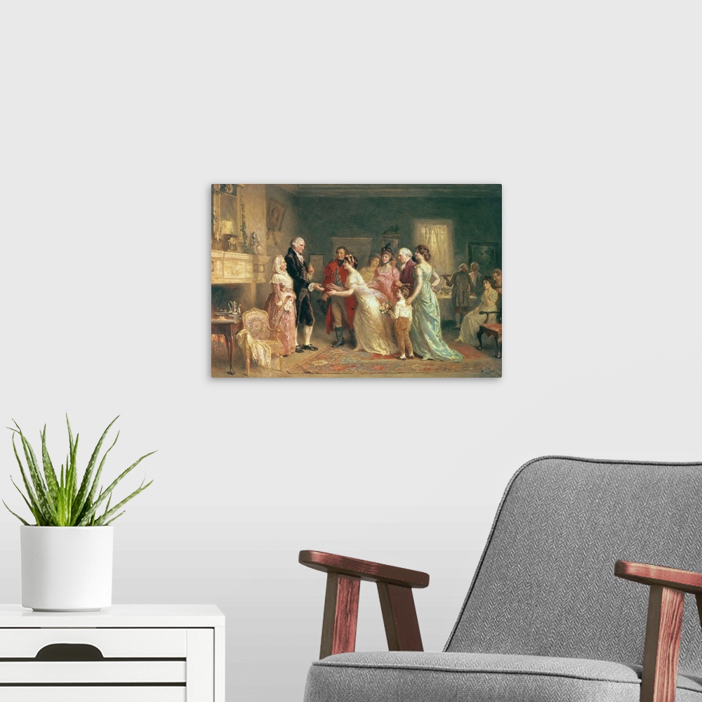 A modern room featuring XTD69837 Washington's Birthday, 1798 (oil on canvas)  by Ferris, Jean Leon Jerome (1863-1930); Sm...