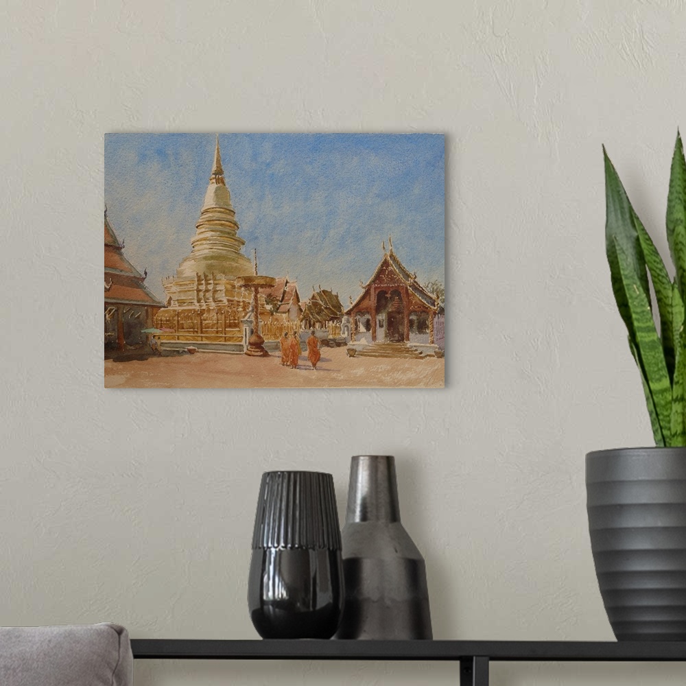 A modern room featuring Wat Phrathat Haripunchai, Lamphun