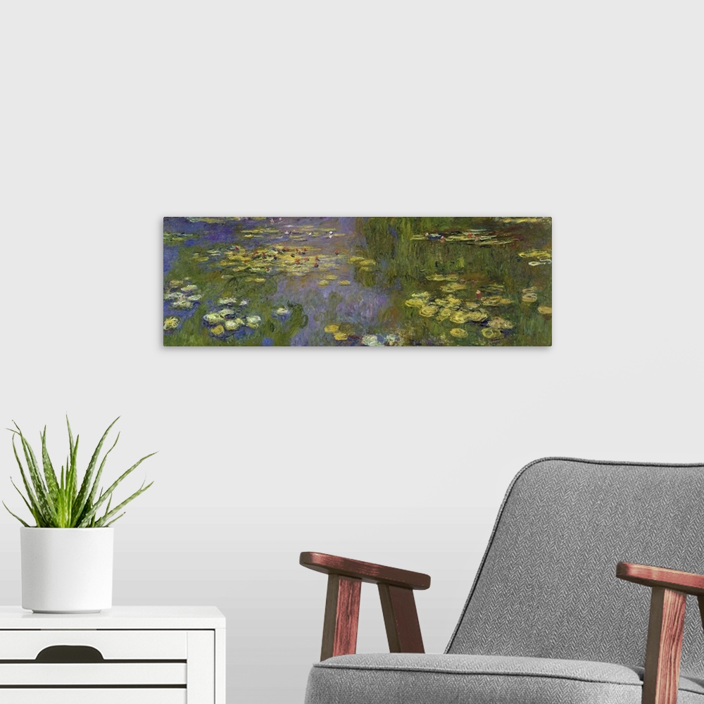 A modern room featuring Water Lilies, Detail