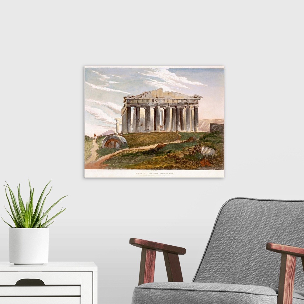 A modern room featuring West end of the Parthenon, from Views of the Remains of Ancient Monuments In Greece