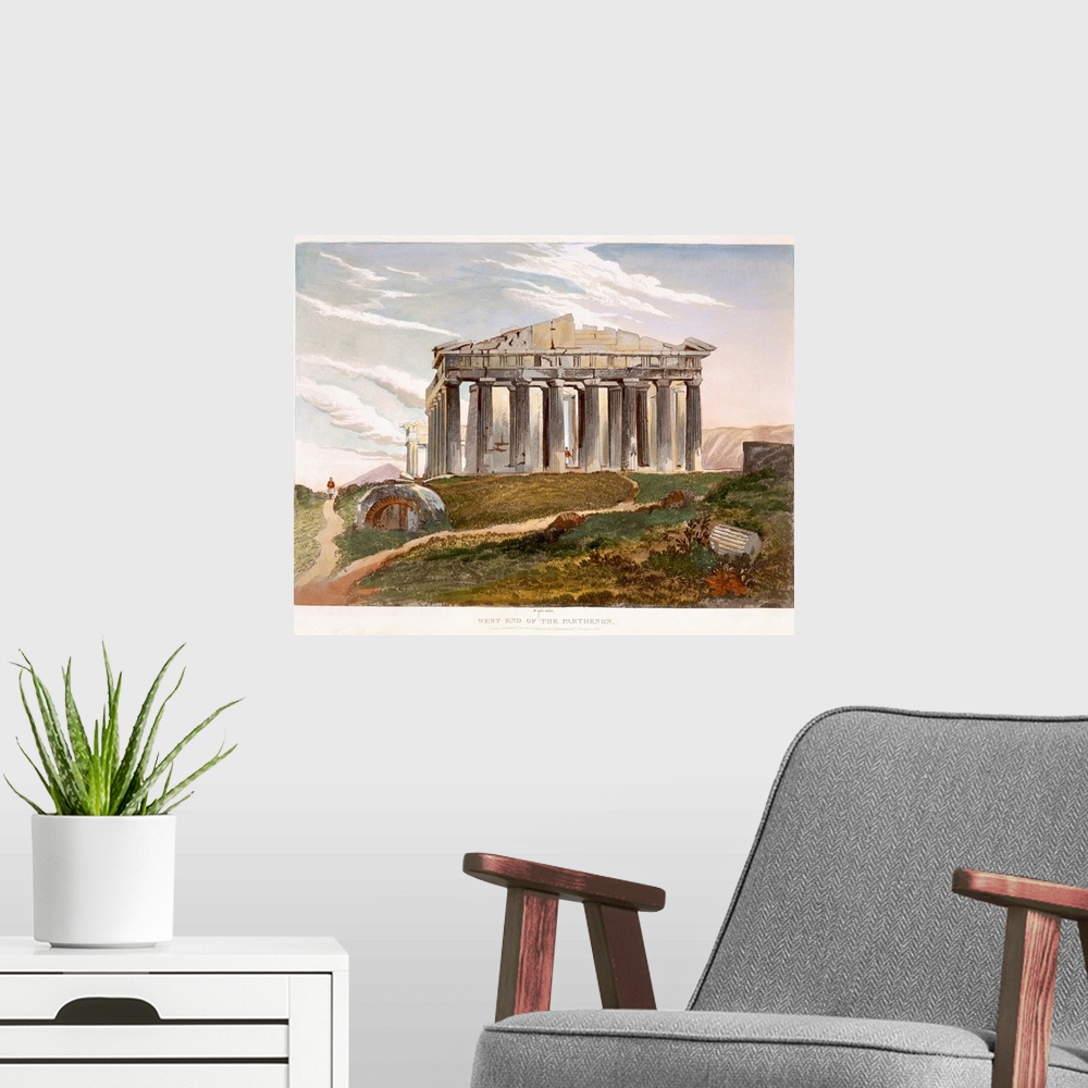 A modern room featuring West end of the Parthenon, from Views of the Remains of Ancient Monuments In Greece