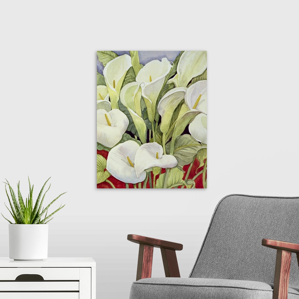 A modern room featuring White Calla Lilies