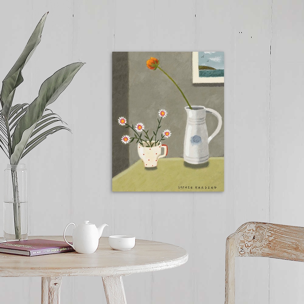 A farmhouse room featuring Wild Daisies And Jug