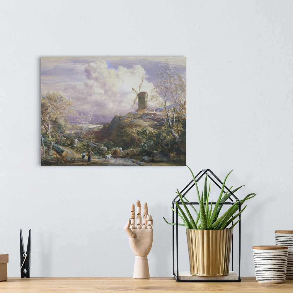 A bohemian room featuring Windmill On A Hill With Cattle Drovers