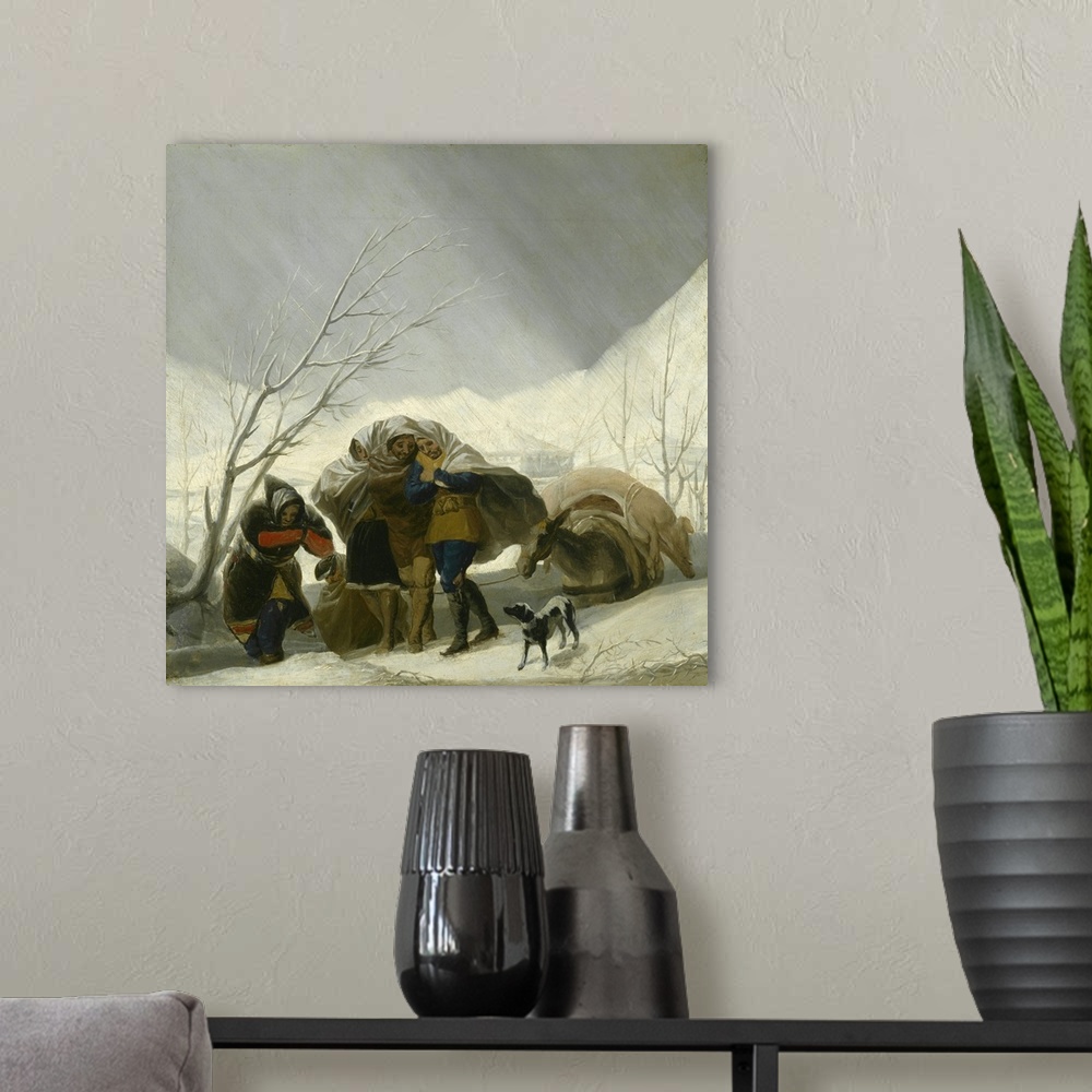 A modern room featuring Winter Scene, c.1786, oil on canvas.