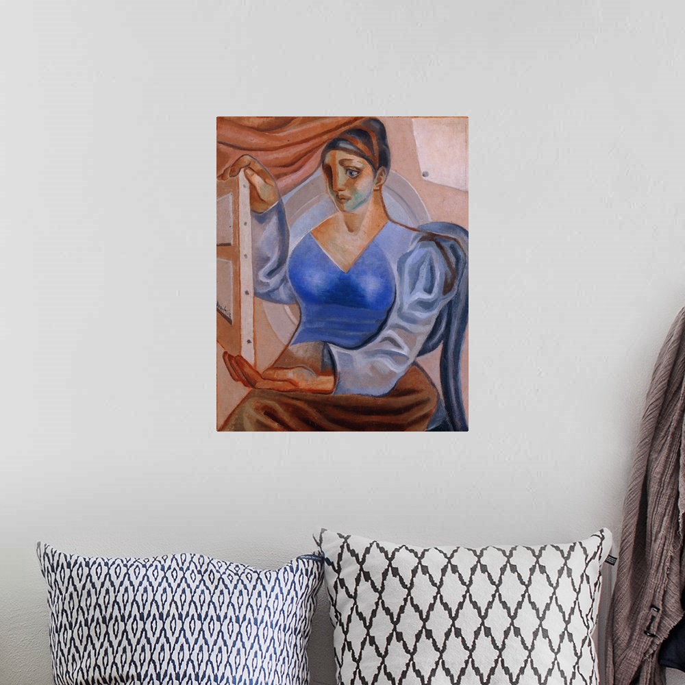 A bohemian room featuring Woman with a Painting; La Femme au Tableau