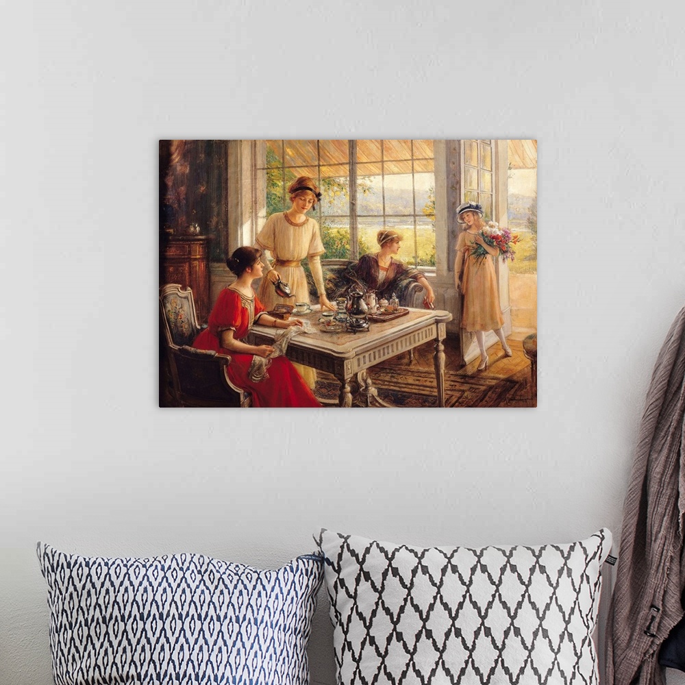 A bohemian room featuring Women Taking Tea by Albert Lynch
