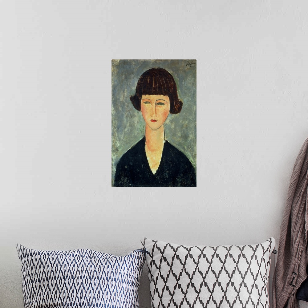 A bohemian room featuring PFA109394 Young Brunette, 1917 (oil on canvas); by Modigliani, Amedeo (1884-1920); 55.6x38 cm; Pr...