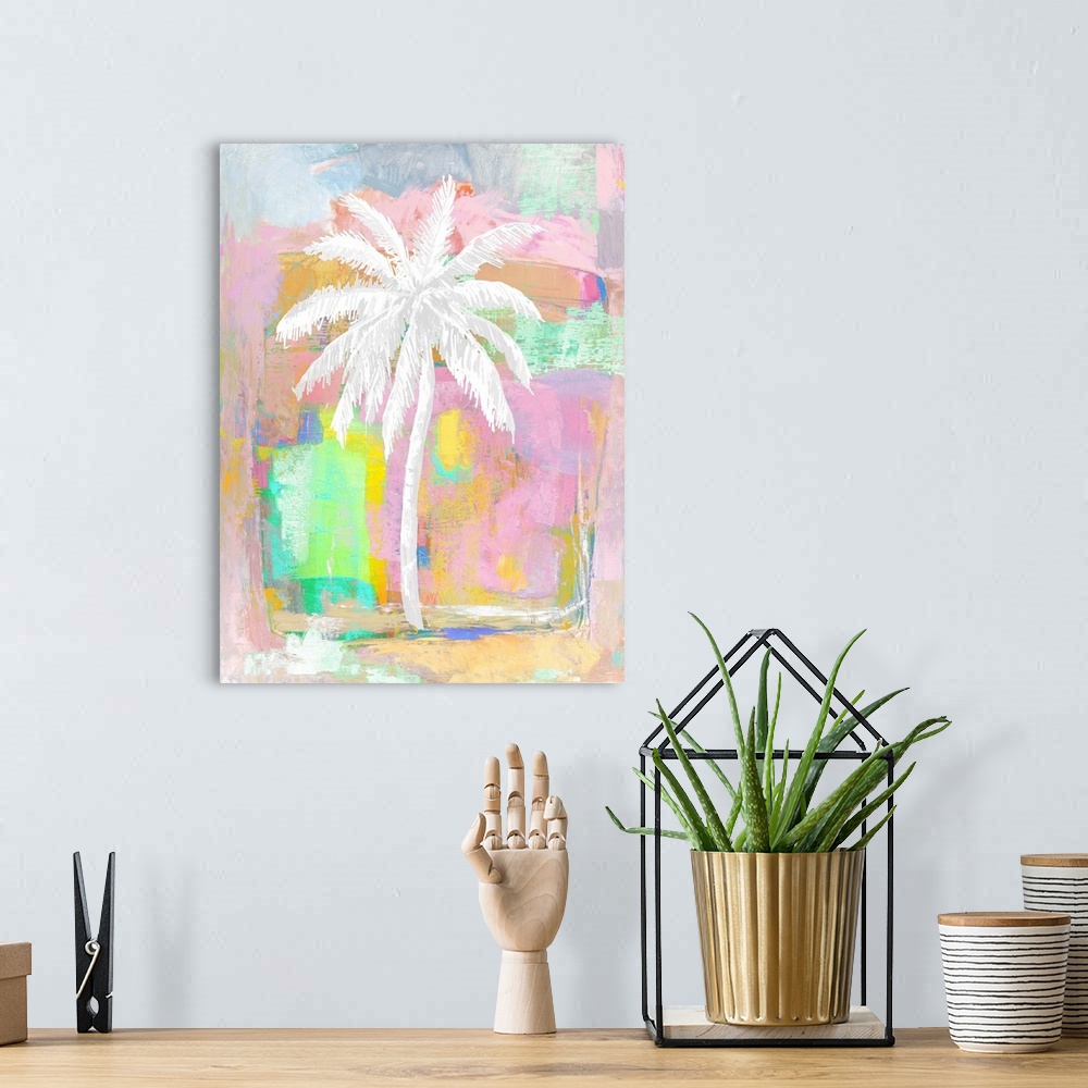 A bohemian room featuring Abstract Pastel Palm