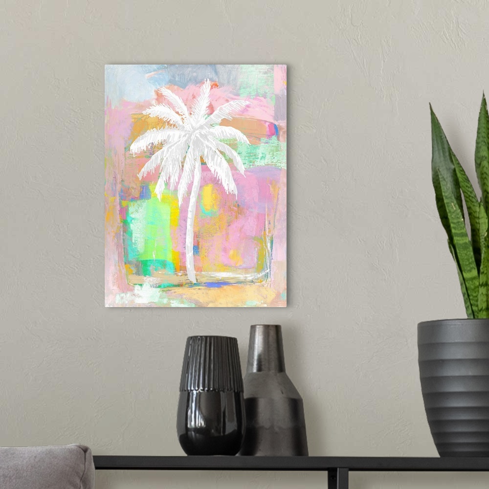 A modern room featuring Abstract Pastel Palm