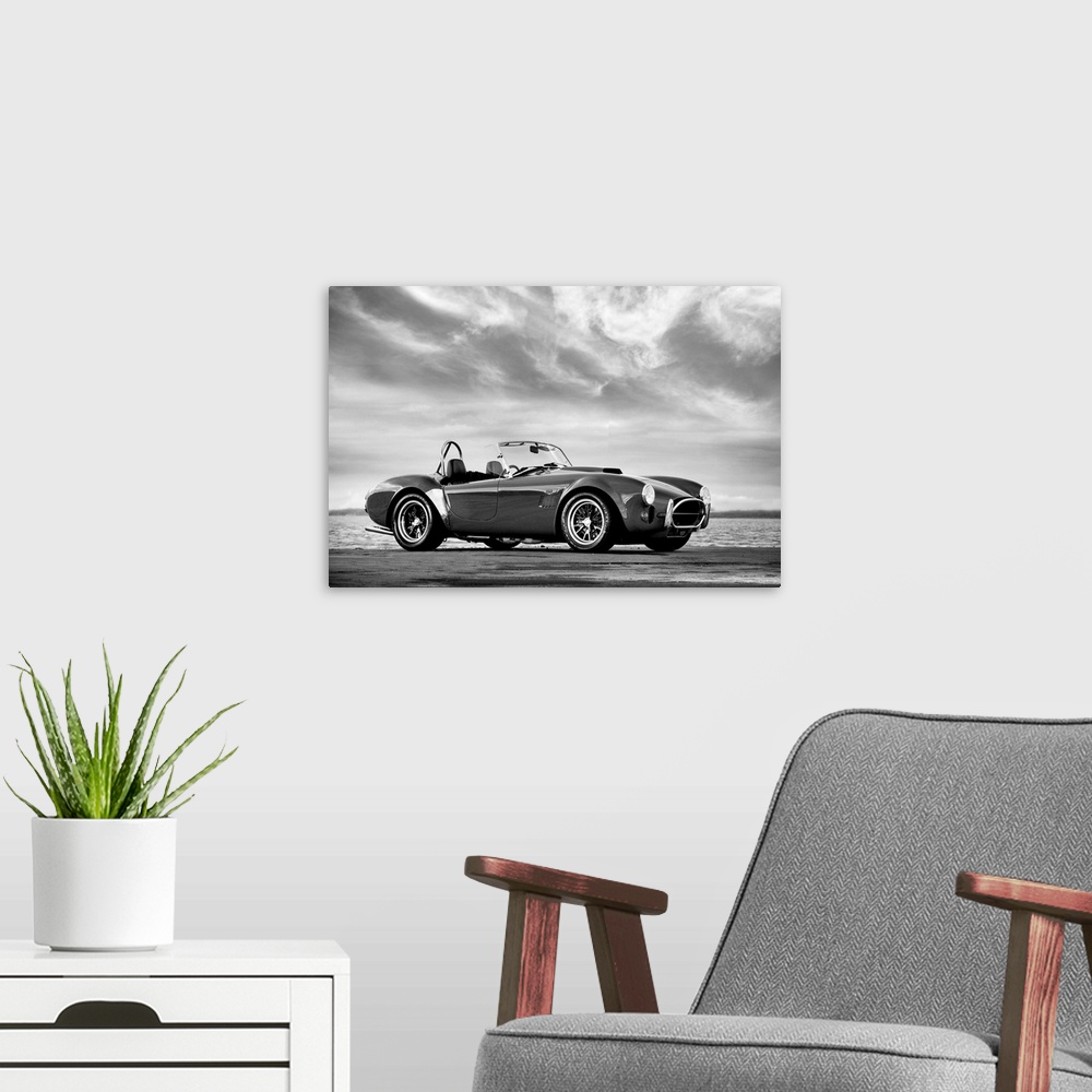 A modern room featuring AC Shelby Cobra