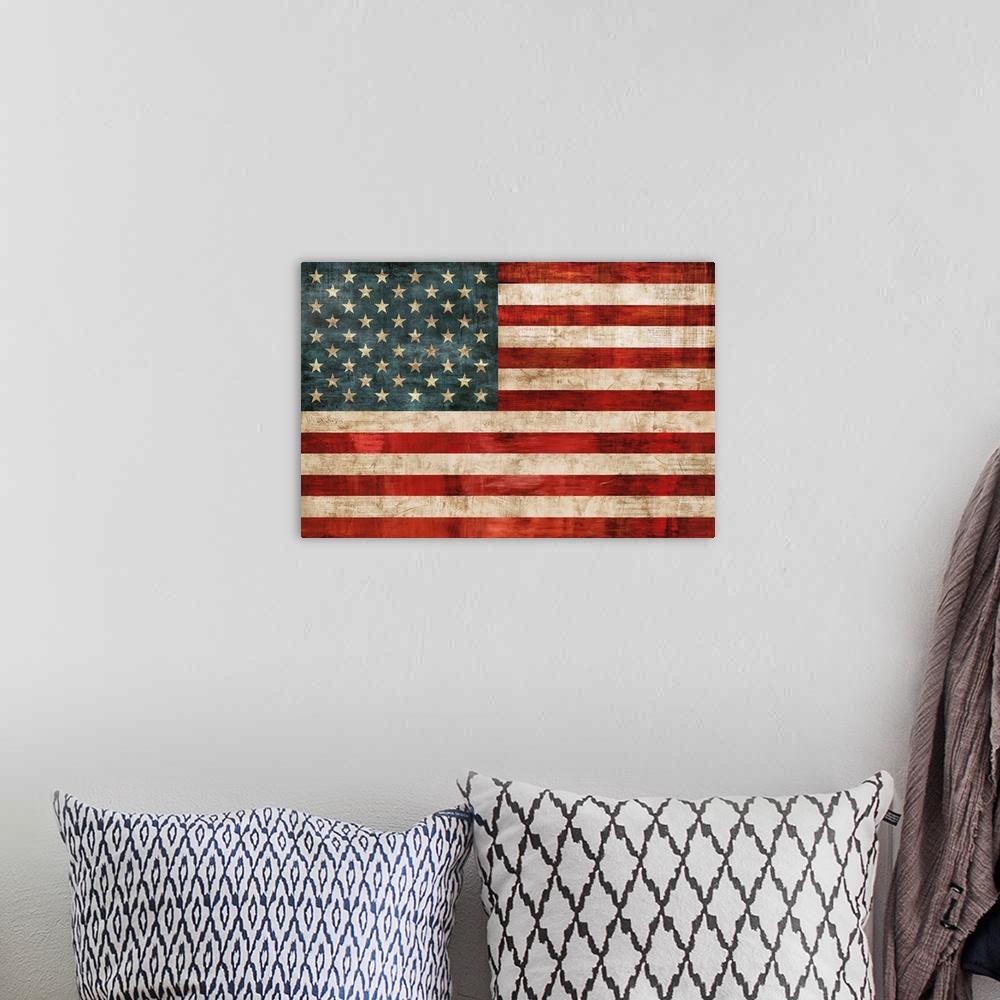 A bohemian room featuring Weathered flag of the United States