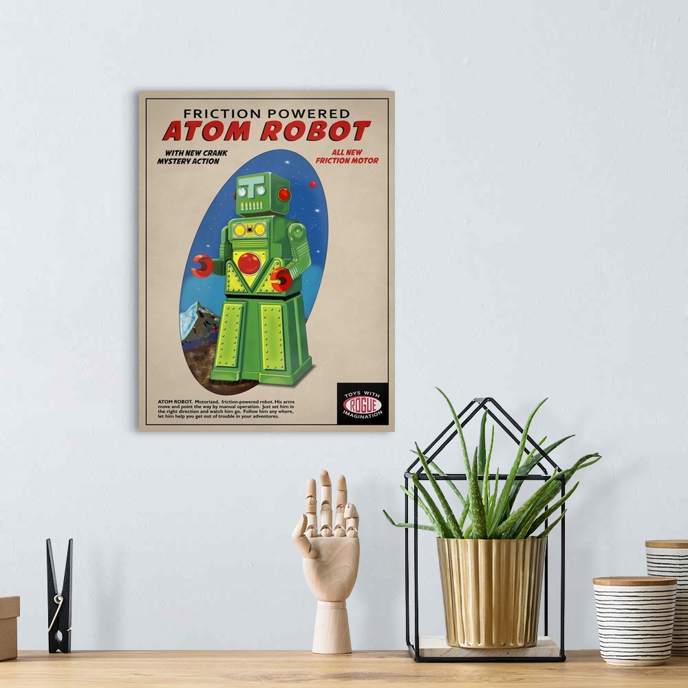A bohemian room featuring Atom Robot