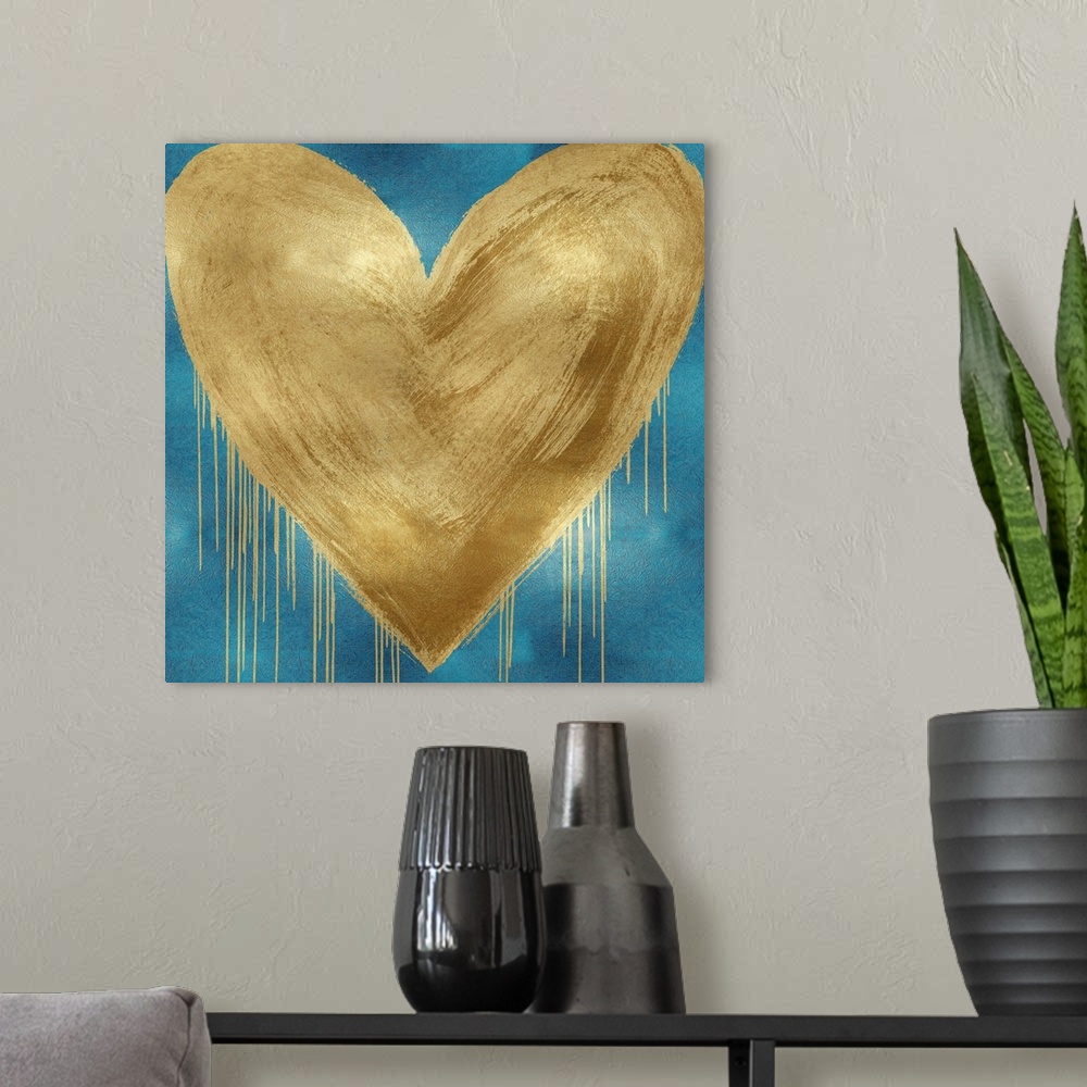 A modern room featuring Big Hearted Gold on Aqua