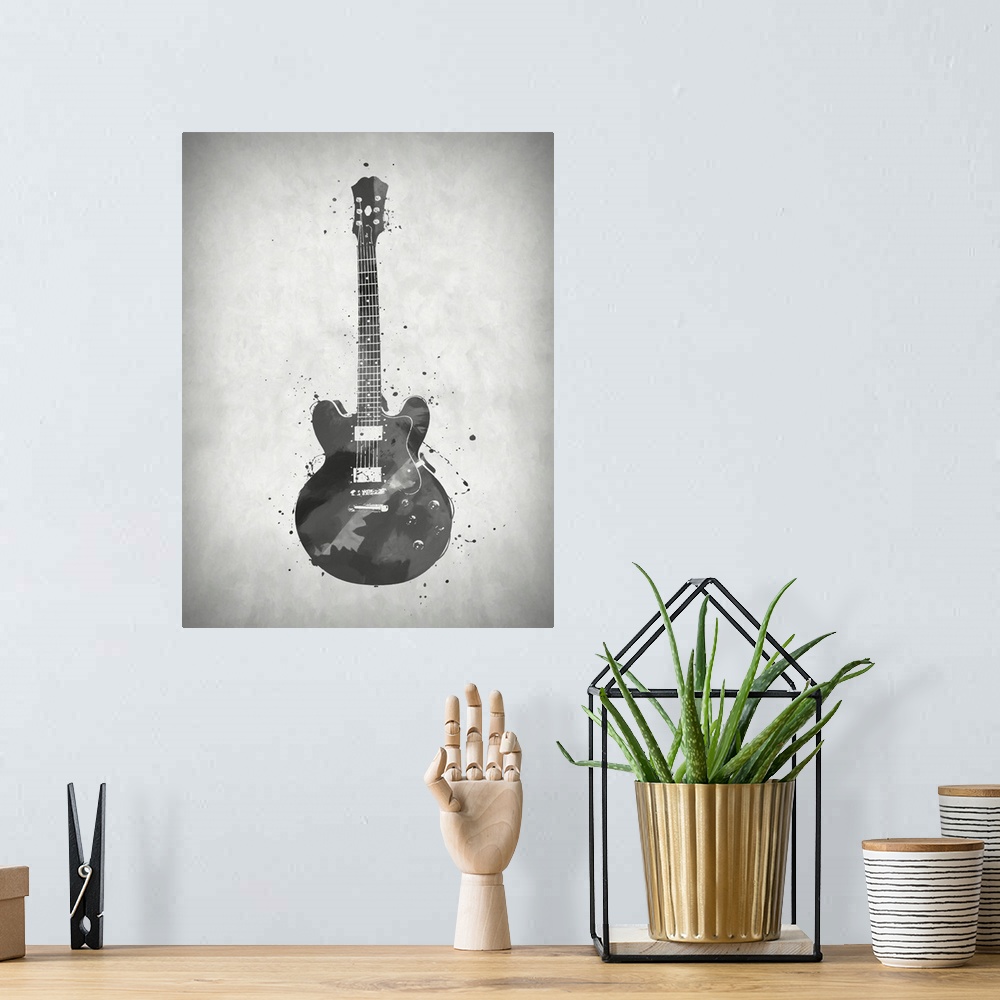 A bohemian room featuring Black And White Guitar