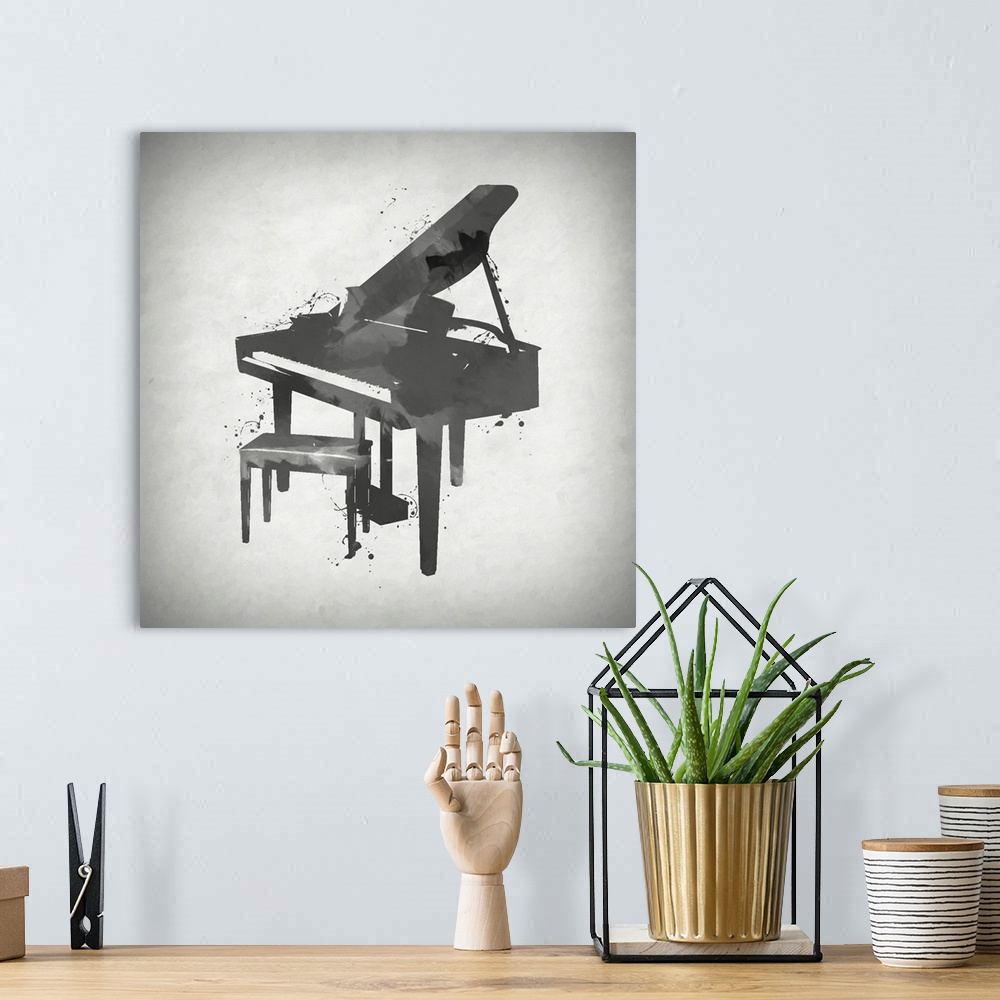 A bohemian room featuring Black And White Piano