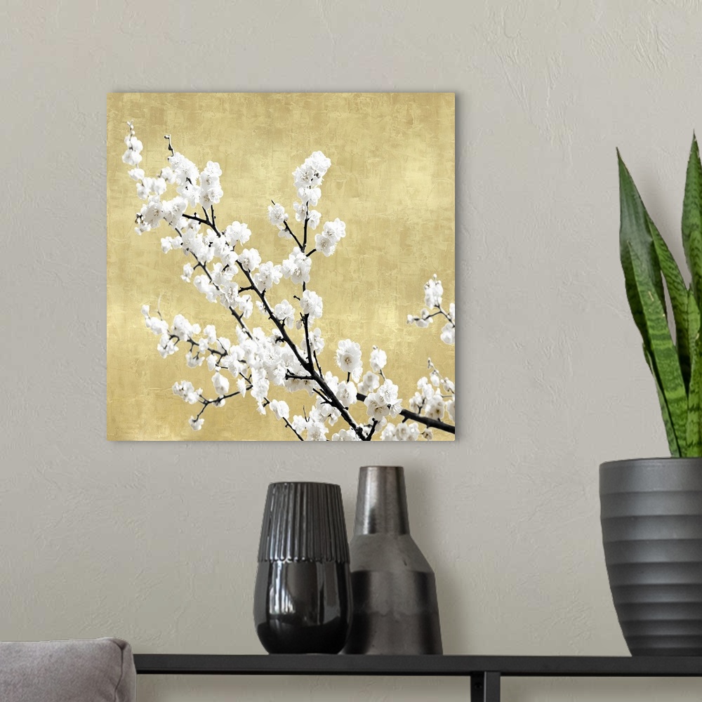 A modern room featuring Blossoms on Gold I