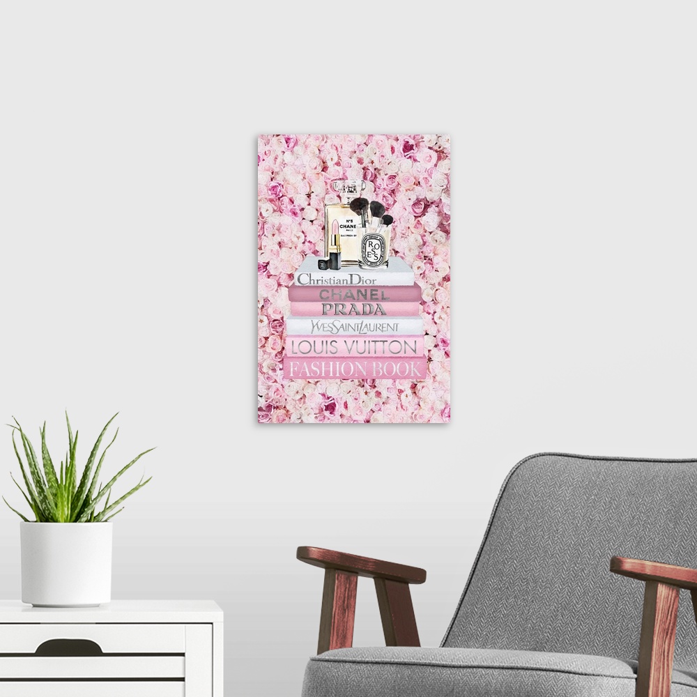 A modern room featuring Bookstack Peony Pink