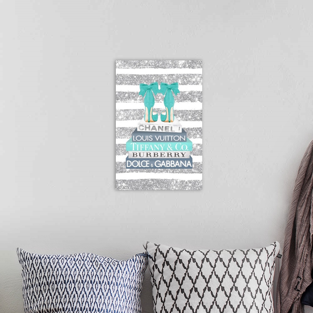 A bohemian room featuring Bookstack Teal Heel