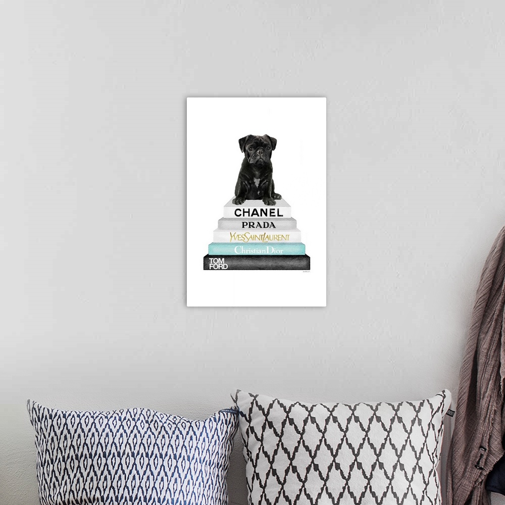 A bohemian room featuring Bookstack Teal Pug