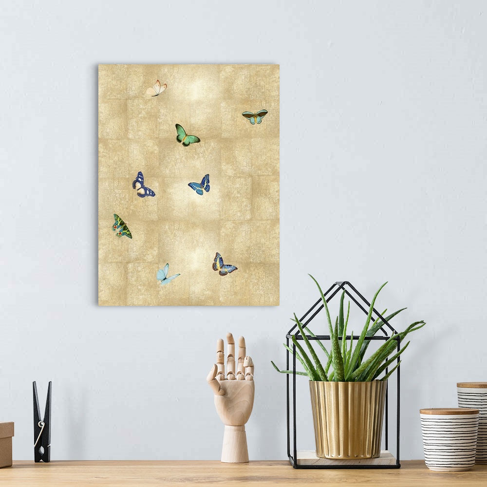 A bohemian room featuring Butterflies On Gold III