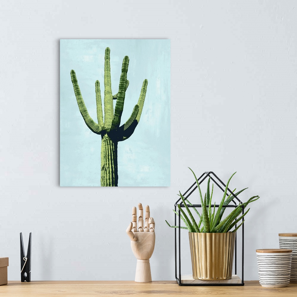 A bohemian room featuring Cactus on Blue III