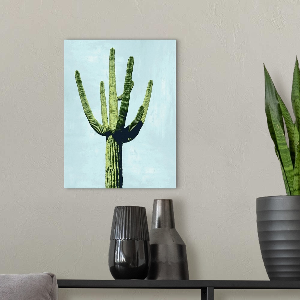 A modern room featuring Cactus on Blue III