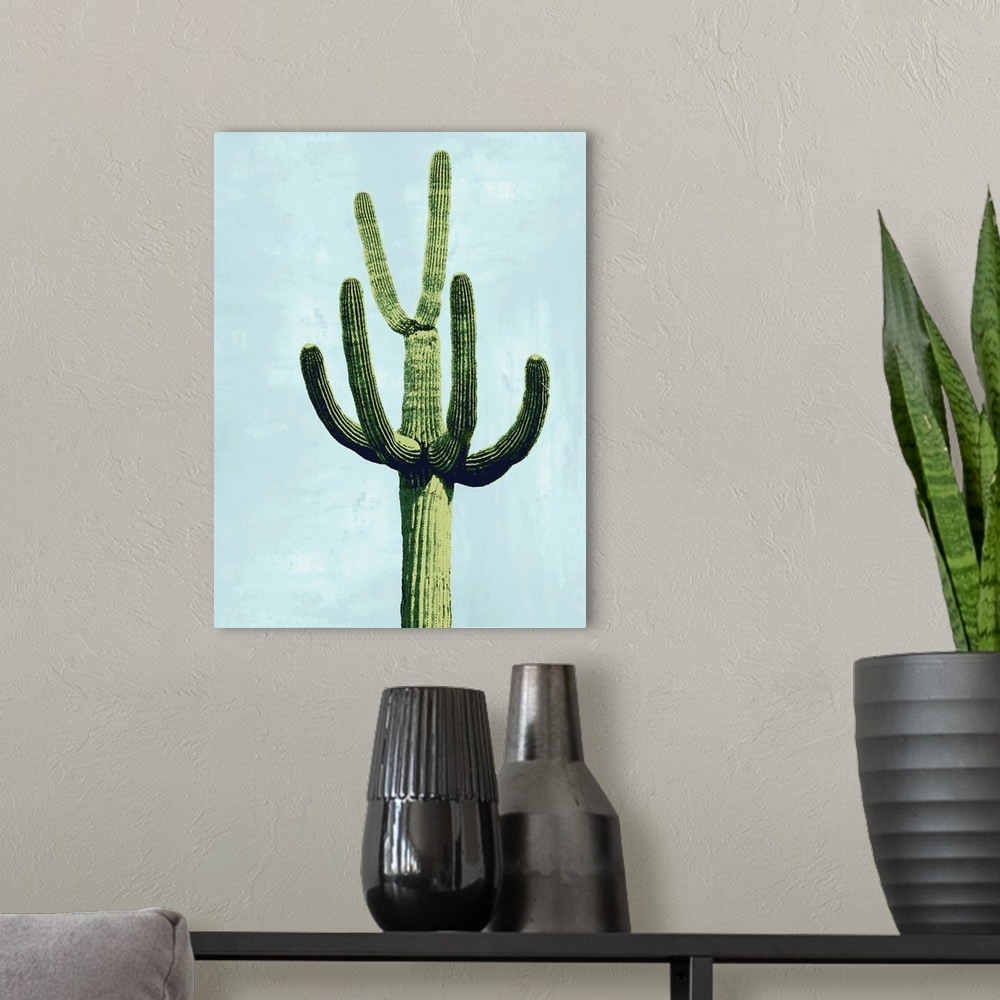 A modern room featuring Cactus on Blue IV