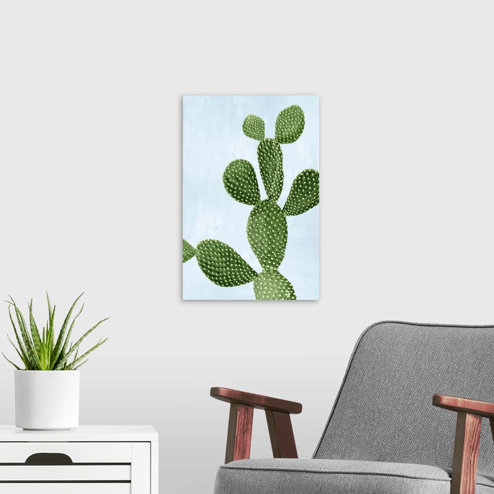 A modern room featuring Cactus on Blue VI