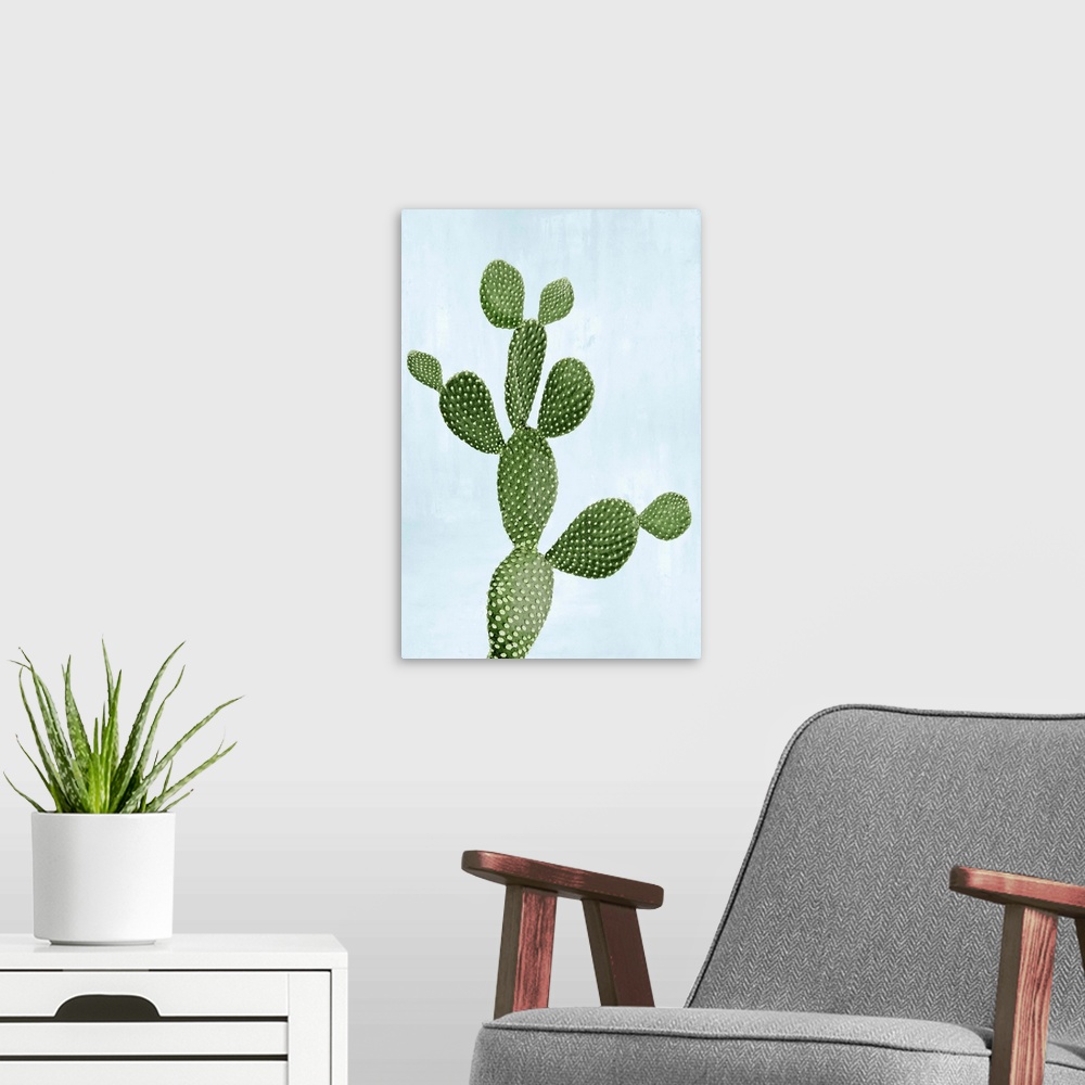 A modern room featuring Cactus on Blue VII
