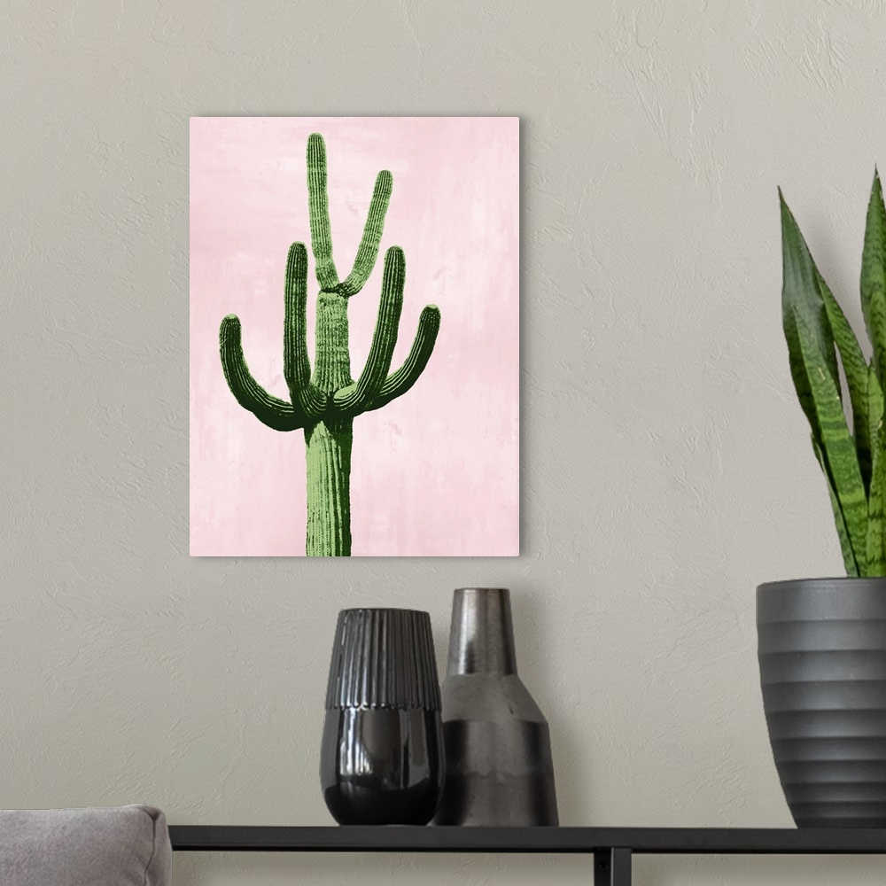 A modern room featuring Cactus on Pink IV