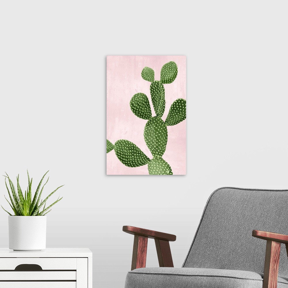 A modern room featuring Cactus on Pink VI