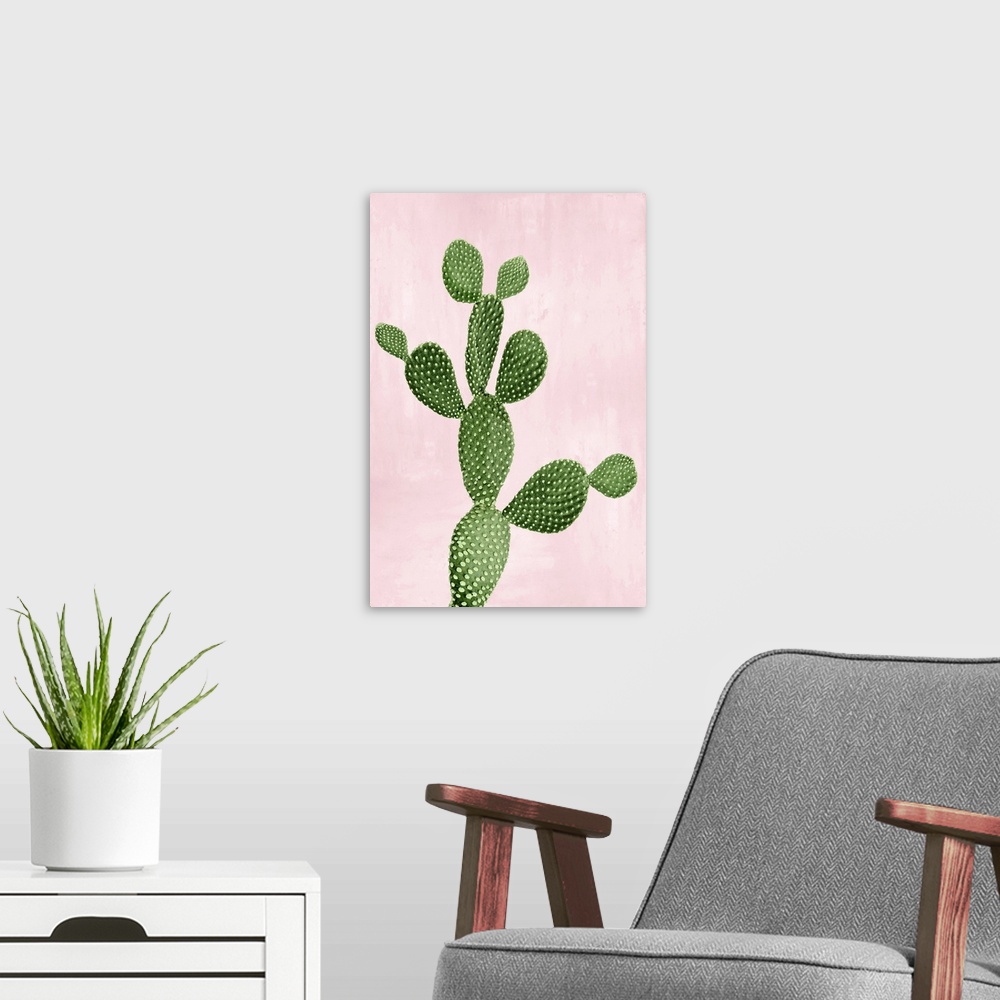 A modern room featuring Cactus on Pink VII