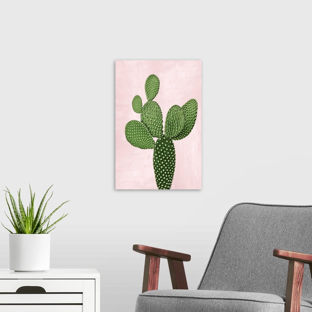 A modern room featuring Cactus on Pink VIII