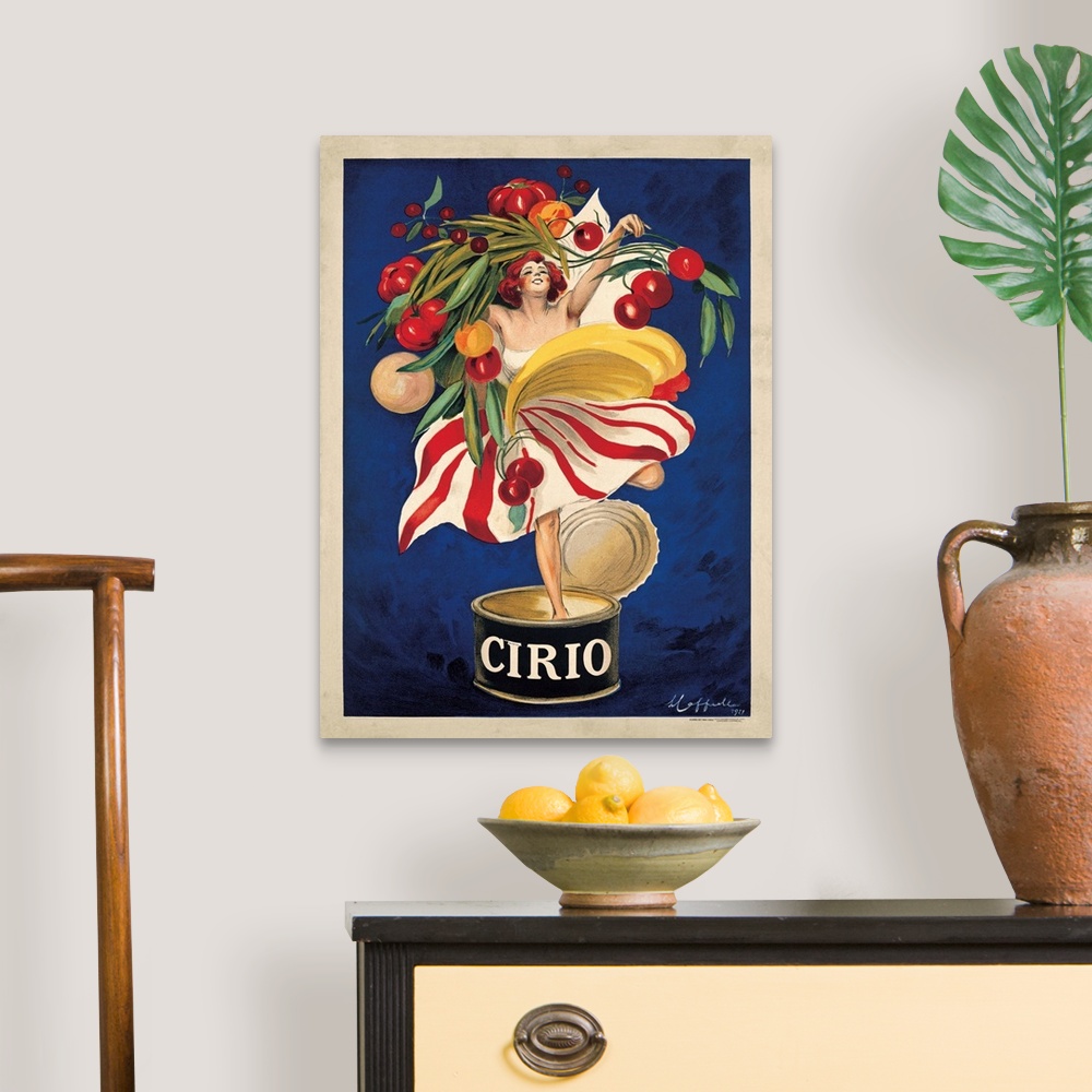 A traditional room featuring Vintage advertisement for Cirio Italian food company.