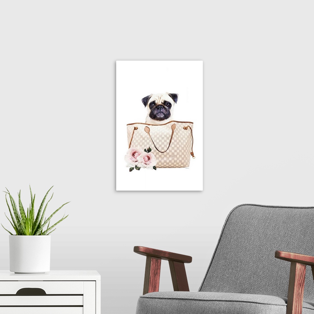 A modern room featuring Fashion Bag With Pug